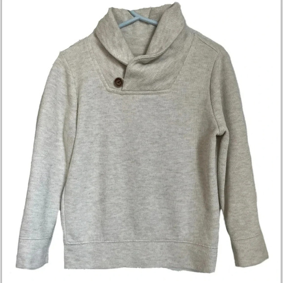 Old Navy 4T cream knitted sweater /cardigan w/ button accent‎ closure and collar - Picture 1 of 6